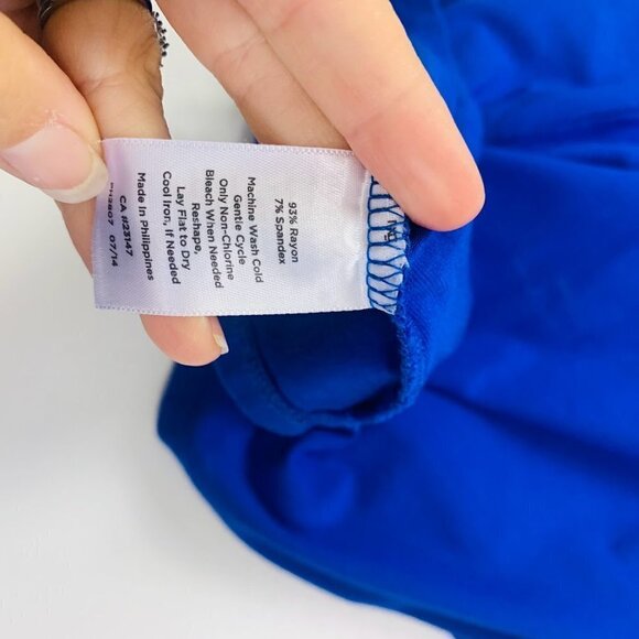 Talbots Cobalt Dress Blue 3/4 Sleeve A Line Pleated Waist Career Stretch Classic - Picture 8 of 9